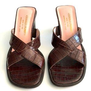 Donald J Pliner VONE Brown Embossed Croc High, 9